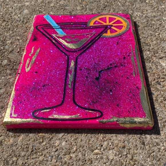Original Resin & Acrylic Painting 💕 Martini Glass - Picture 2 of 8
